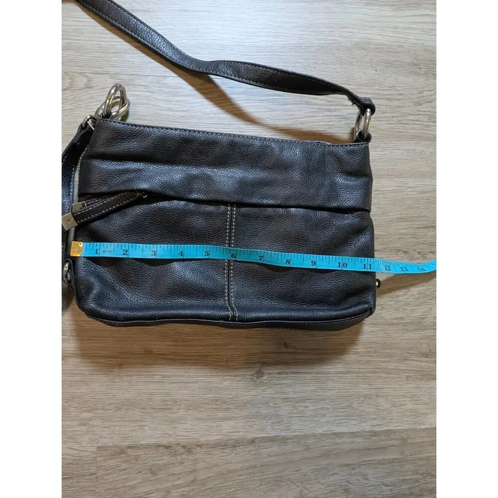 Tignanello Black Pebbled Leather Convertible Shoulder Crossbody Bag Organizer